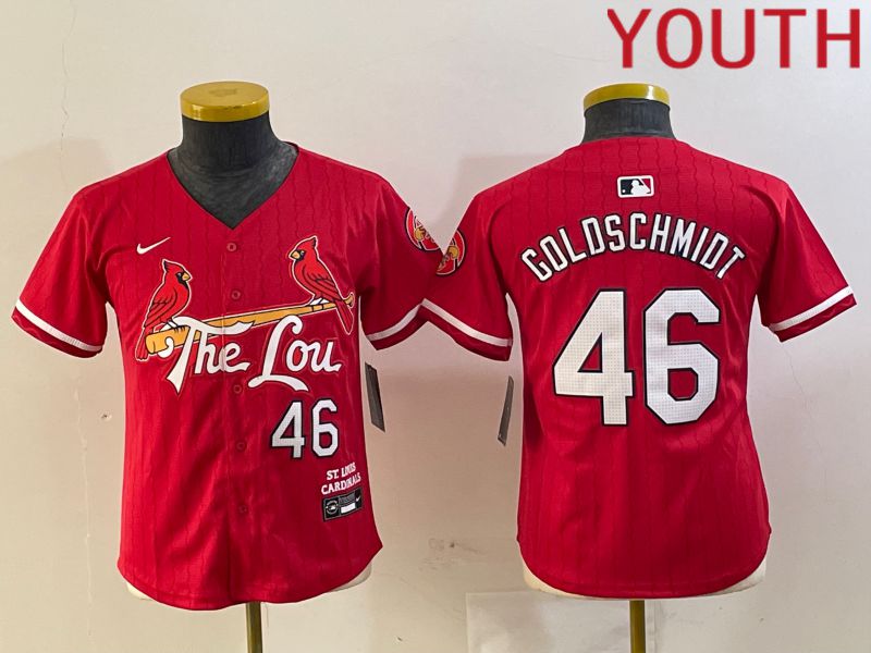 Youth St.Louis Cardinals #46 Coldschmidt Red City Edition 2024 Nike MLB Jersey style 1